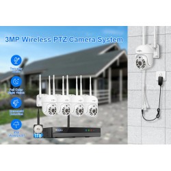 Wireless 3MP PTZ Digital Zoom CCTV Wifi IP Video Surveillance Camera Security System 2 Way Audio Outdoor Full Night Kit
